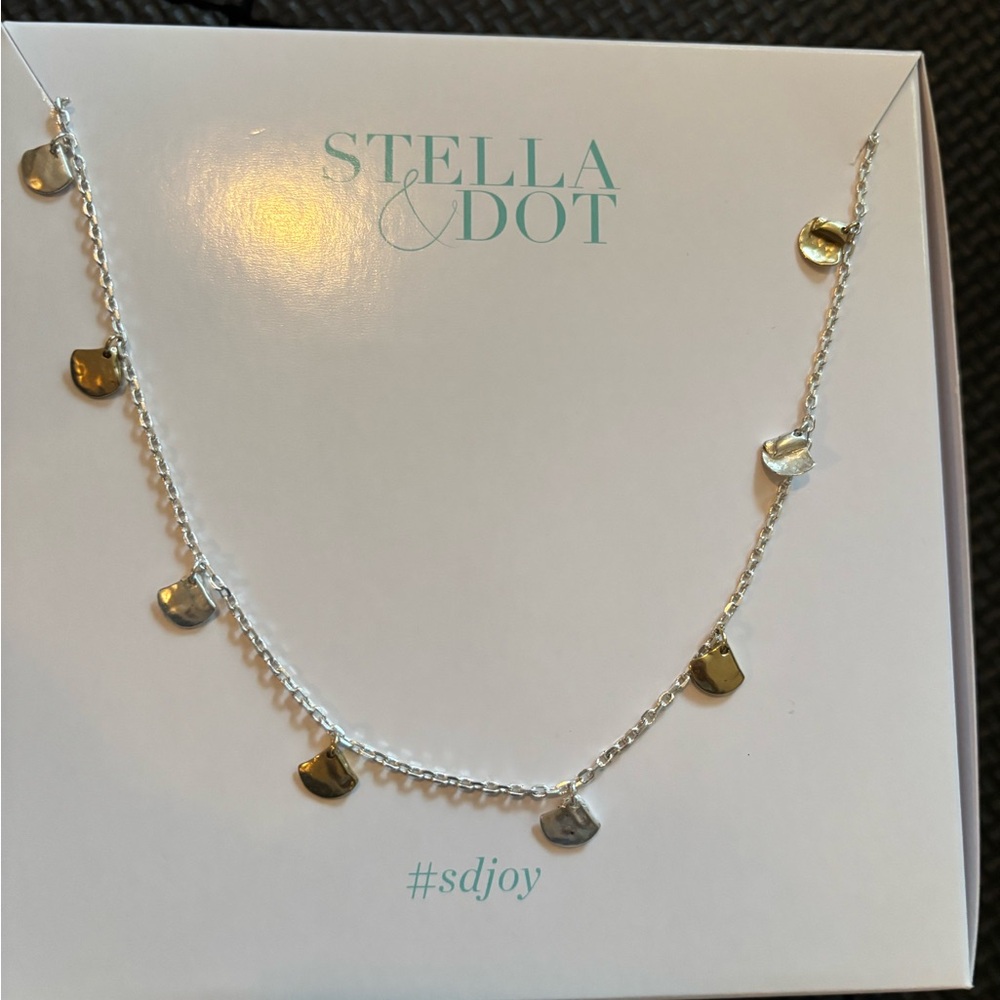 Stella & Dot Silver and Gold Minimalist Necklace